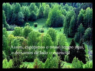 Assim, esgotamos o nosso tempo aqui, e deixamos de lado o essencial 