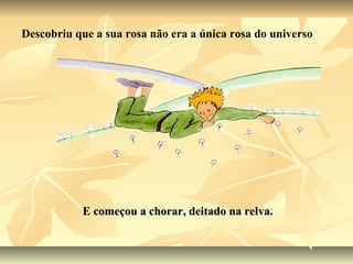 Descobriu que a sua rosa não era a única rosa do universo




           E começou a chorar, deitado na relva.
 