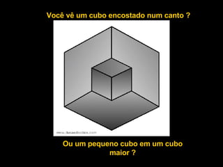 Ou um pequeno cubo em um cubo maior ? Você vê um cubo encostado num canto ? 