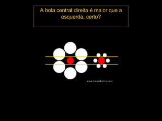 A bola central direita é maior que a esquerda, certo? 