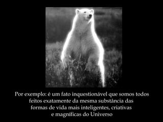 Por exemplo: é um fato inquestionável que somos todos feitos exatamente da mesma substância das  formas de vida mais inteligentes, criativas  e magníficas do Universo 