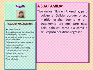Rogelia   A SÚA FAMILIA: Tivo varios fillos en Arxentina, pero volveu a Galicia porque o seu marido estaba doente e o  tra...