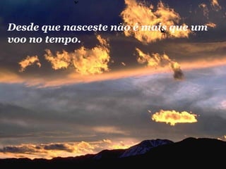 Desde que nasceste não é mais que um
voo no tempo.

 