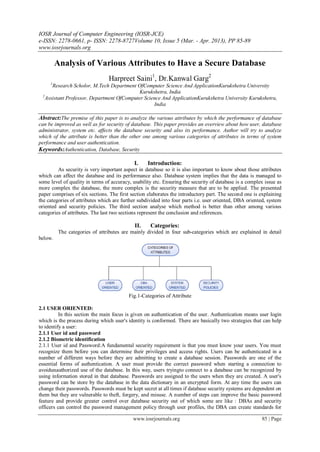 Major Issue Attribute Analysis of Various Attributes to Have a Secure Database | PDF