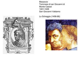 Masaccio Tommaso di ser Giovanni di Monte Cassai 1401-1428 San Giovanni Valdarno Lo Scheggia (1406-86) 