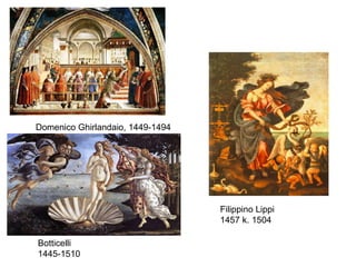 Botticelli 1445-1510 Filippino Lippi 1457 k. 1504 Domenico Ghirlandaio, 1449-1494 