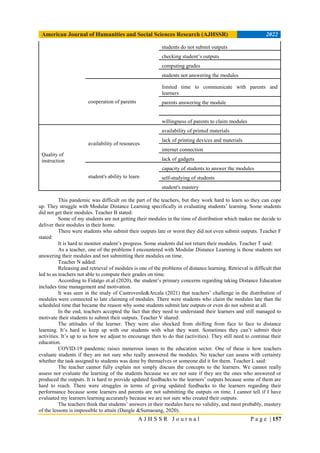Teachers’ Experiences in the Implementation of Modular Distance ...