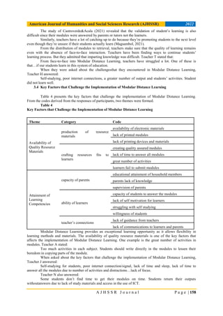 Teachers’ Experiences in the Implementation of Modular Distance ...