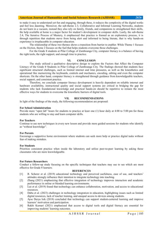 Factors that Affect the Computer Literacy of the Grade 8 Students in ...