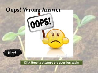 Oops! Wrong Answer
Click Here to attempt the question again
Hint!
 