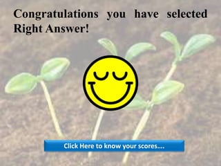 Congratulations you have selected
Right Answer!
Click Here to know your scores….
 