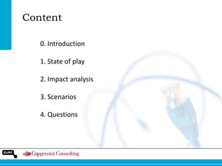 Content
0. Introduction
1. State of play

2. Impact analysis
3. Scenarios

4. Questions

 