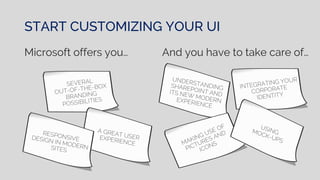 START CUSTOMIZING YOUR UI
Microsoft offers you… And you have to take care of…
 