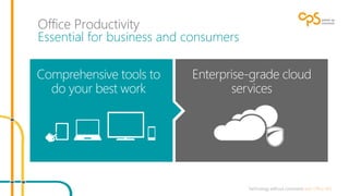 Essential for business and consumers 
Enterprise-grade cloud 
services 
Comprehensive tools to 
do your best work 
 