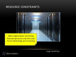 @joiningdots
RESOURCE CONSTRAINTS
Most organisations are facing
financial pressures and the costs
to run technology are in...