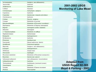 Adapted from
USGS Report 02-385
Boyd & Furlong - 2002
2001-2002 USGS
Monitoring of Lake Mead
 