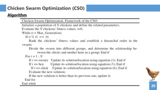20
Chicken Swarm Optimization (CSO)
Algorithm
 
