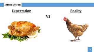 Expectation
VS
Reality
4
Introduction
 