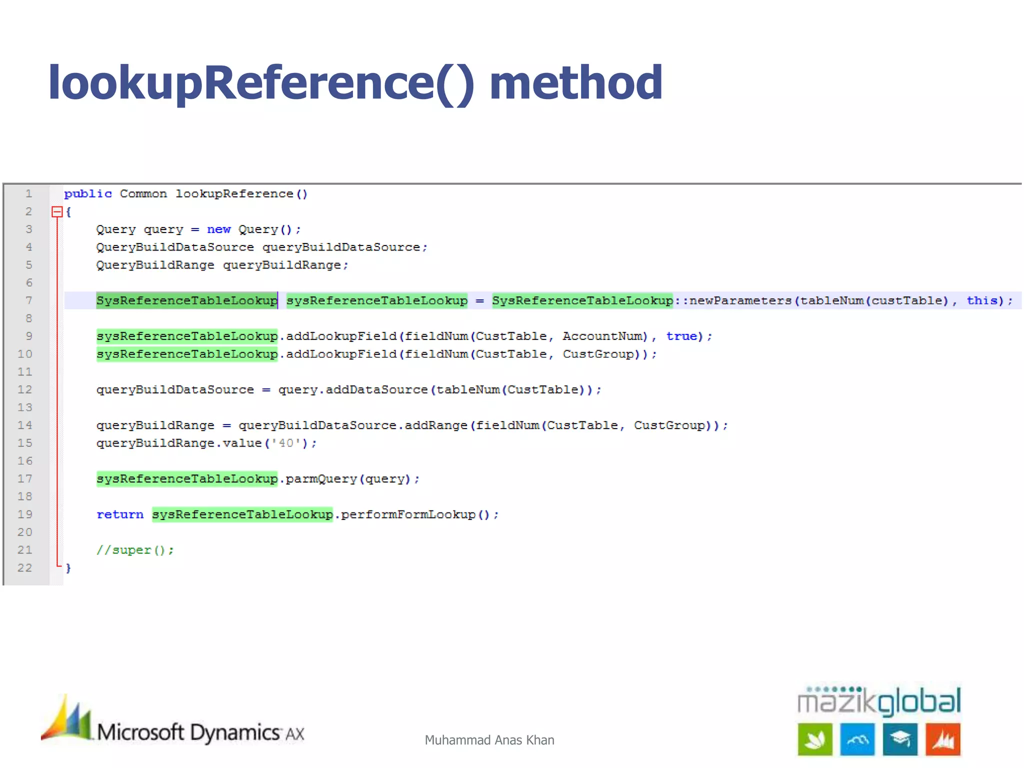 Muhammad Anas Khan
lookupReference() method
 