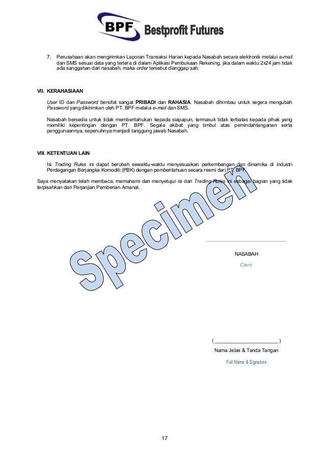Specimen agreement best_profit_futures