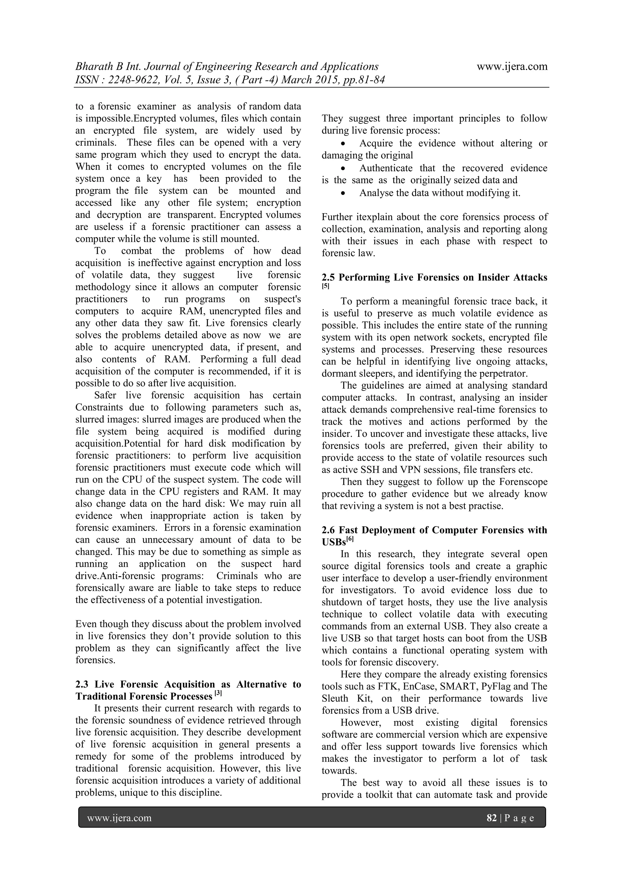 Automated Live Forensics Analysis for Volatile Data Acquisition | PDF