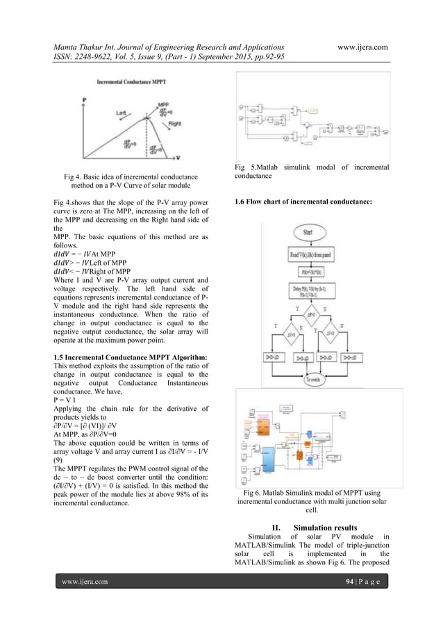 A MATLAB /Simulink Modal of TripleJunction Solar Cell and MPPT Based