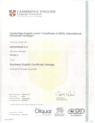 Business English Certificate Vantage