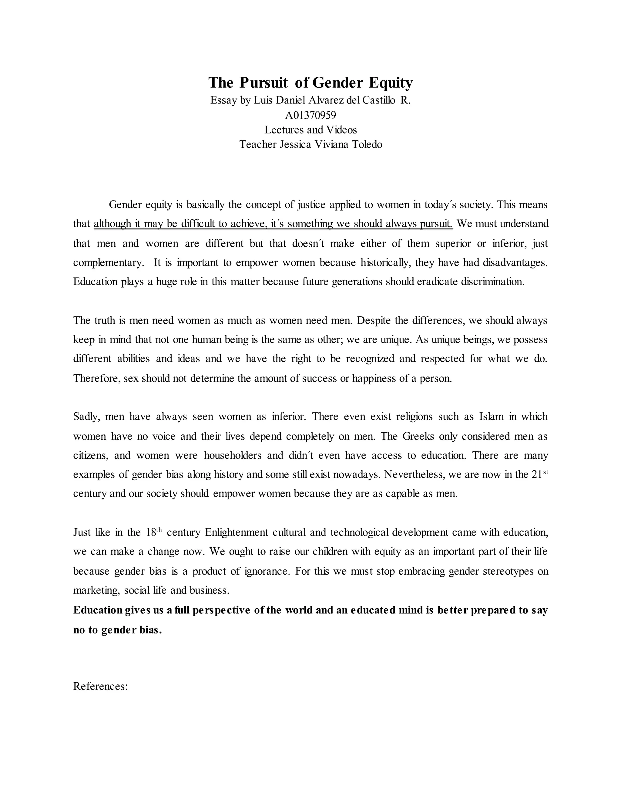 The pursuit of gender equity | DOCX