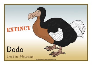 © Copyright 2012, www.sparklebox.co.uk
Dodo
Lived in:
Extinct
 