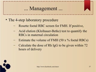 Fmh Test Rhogam Management of Rh negative pregnancy | PPT