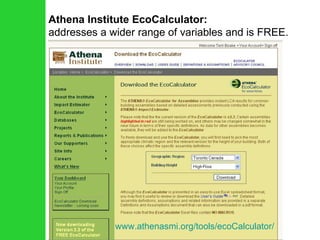 Athena Institute EcoCalculator:   addresses a wider range of variables and is FREE. www.athenasmi.org/tools/ecoCalculator/ 