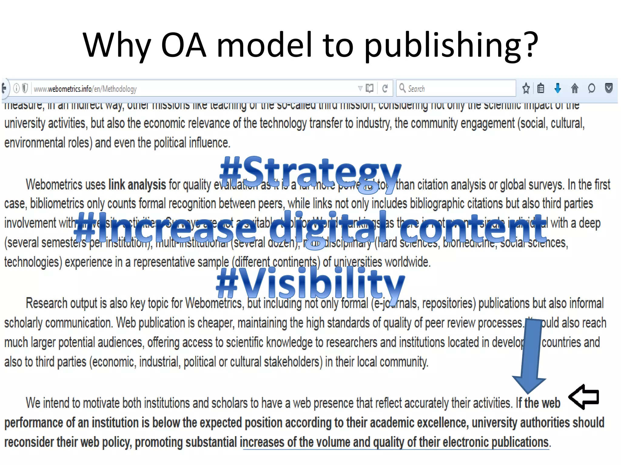 Why OA model to publishing?
 