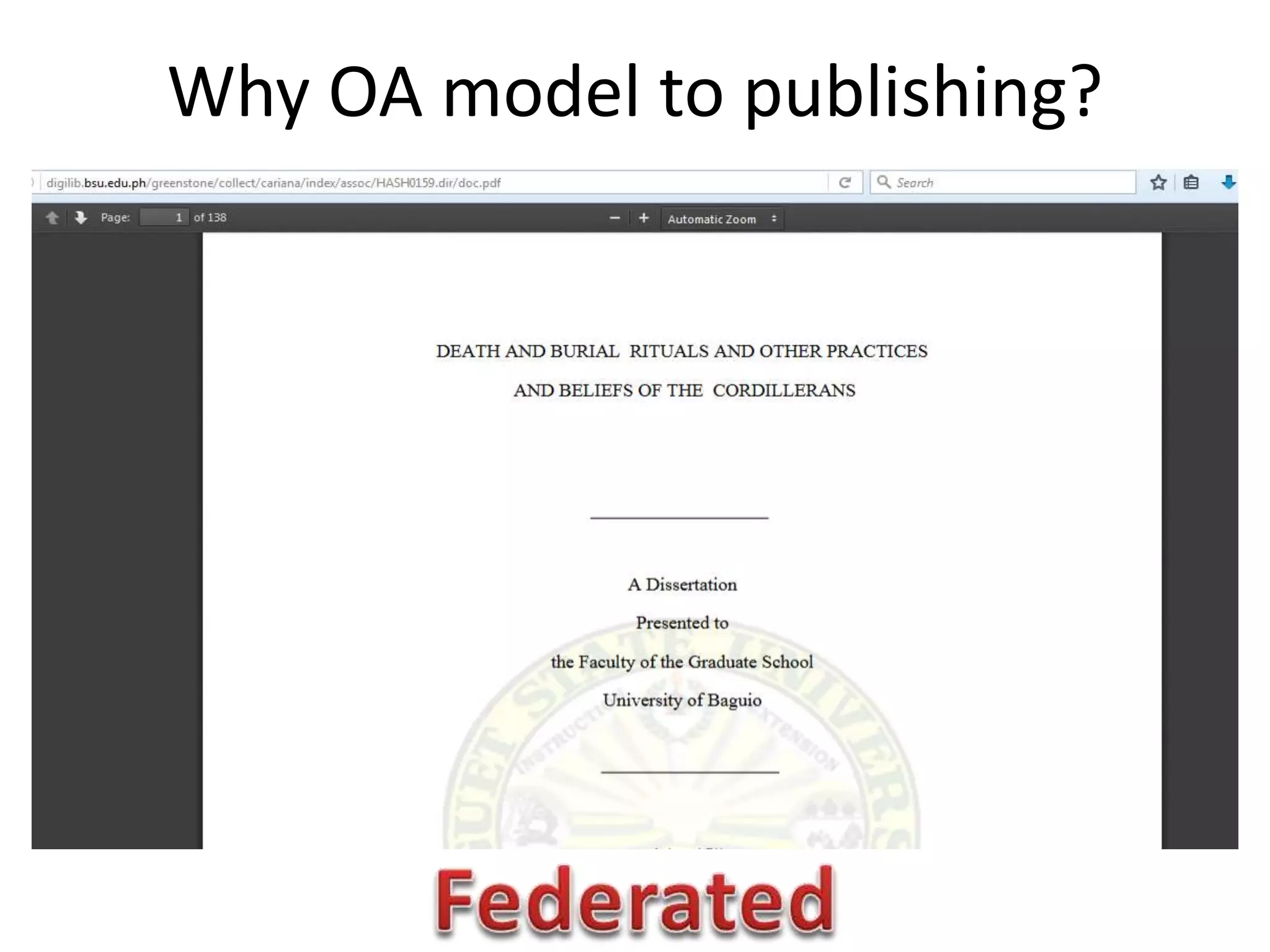 Why OA model to publishing?
 