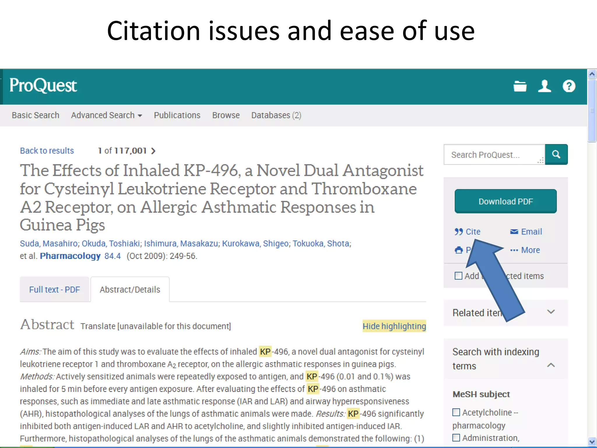 Citation issues and ease of use
 