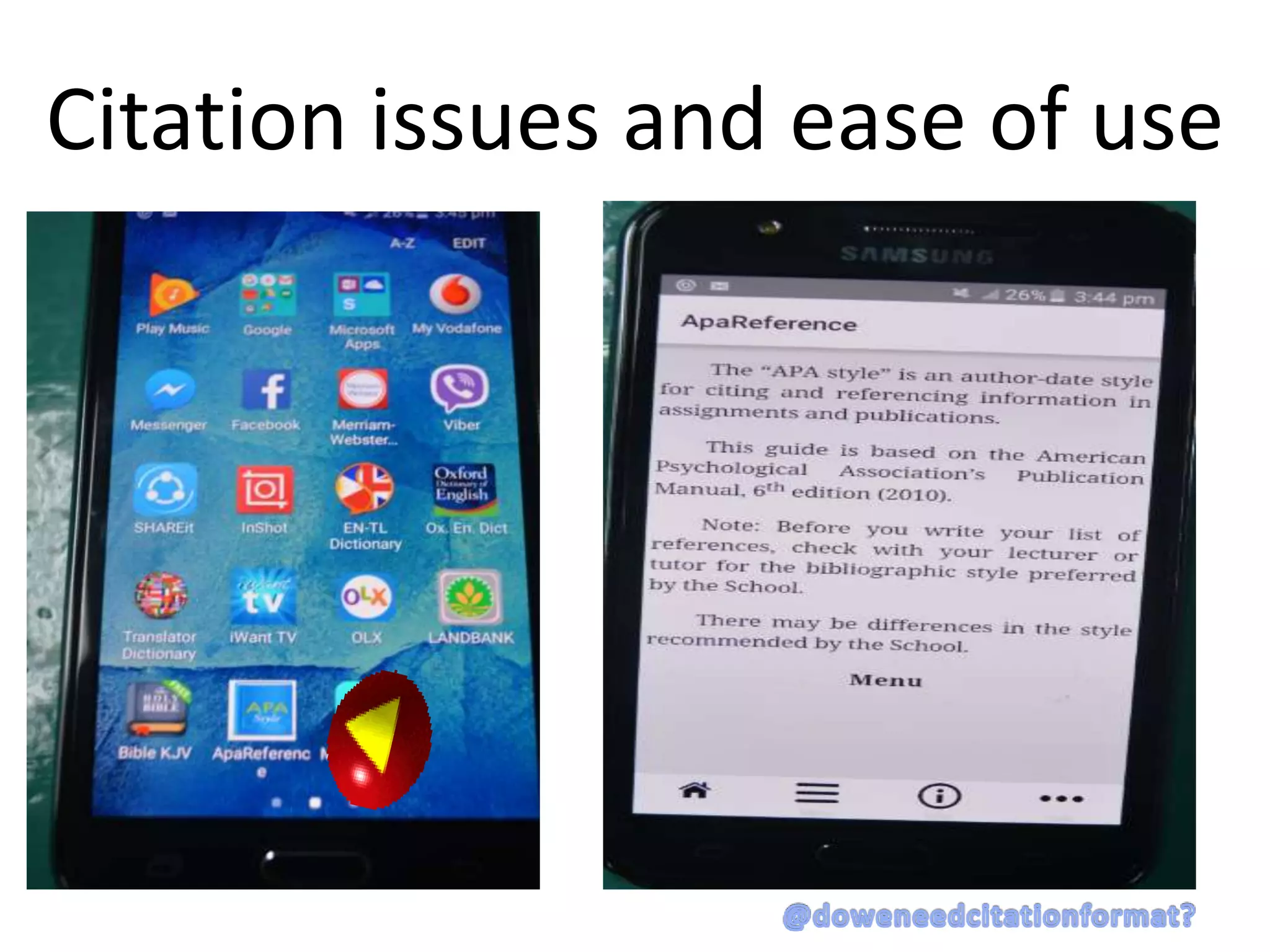 Citation issues and ease of use
 