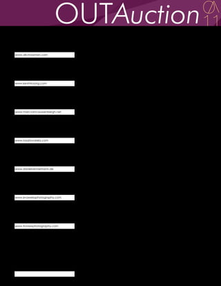 Alic Trossman                 Alic Trossman was born and raised in L'viv, Ukraine in 1972, then immigrated with his family to Israel
                              and since 2010 lives and works in New York City. He studied Art and Photography at Camera
b. 1972                       Obscura School of Arts, and continued in the Kalisher's Artist Training Program in Tel Aviv. His works
                              have been featured in solo shows in venues such as the Museum of Ramat Gan 2006 and the
                              Biannale in Vienna 2008, and in group exhibitions in various galleries in Tel-Aviv and New York
www.alictrossman.com          City. He is the recipient of the America-Israel Foundation Award 2002.


Kevin Truong                  Kevin Truong was born in a refugee camp for Vietnamese boat people in Kuala Lumpur,
                              Malaysia. Raised by a single mother of three in Portland, Oregon, Truong is currently pursuing an
b. 1982                       education in the fine arts at the Pratt Institute in Brooklyn, New York. As an emerging visual artist,
                              Truong creates pieces of work that draw upon his own varied experiences--as a gay man, as an
                              immigrant, as a native Oregonian turned New Yorker. Truong has been the recipient of numerous
www.kevintruong.com           awards, and has recently done work shooting for The New York Times.


Marc Van Cauwenbergh          Marc Van Cauwenbergh was born in Ninove, Belgium and studied printmaking and
                              drawing/watercolor at Sint-Lucas Institute of Fine Arts, Ghent. He received an MFA(painting) from
b. 1954                       Pratt Institute, Brooklyn. He has exhibited extensively throughout Europe and the United States,
                              most recently in 2010 at Simon Gallery in Morristown, NJ, Kathleen Cullen Fine Arts in NYC and the
                              Newhouse Center for Contemporary Art at Snug Harbor, Staten Island. Awards include Grant
www.marcvancauwenbergh.net    Flemish Community, Belgium and Fulbright-Hays Grant for study in the USA. Work is included in
                              public and private collections in the USA, Europe and Asia. He lives/works in New York City.

Rosario Varela                Born in 1964 and raised in Argentina, Varela studied graphic design at the University of
                              Architecture in Buenos Aires and later at UCLA. In 1989 she moved to the United States where a
b. 1964                       transition began towards the study of fine arts while also delving into photography and furniture-
                              making and restoration. Named "Best Emerging Artist" by GLAAD in 2006, today Rosario is
                              collected by art lovers from Hollywood to Manhattan.
www.rosariovarela.com


Daniel Vennemann              Daniel Vennemann was born 1983 in Ostercappeln near Osnabrueck, Germany. In 2003 he
                              moved to Hannover where he now lives and works. Vennemann's works are mostly abstractions
b. 1983                       with strong contrasts and bold textures. He is internationally known for his original style.



www.danielvennemann.de


Eva Weiss                     Eva Weiss is an internationally exhibited and published fine art photographer and digital
                              retoucher. Eva has been photographing the gay and lesbian community for 30 years, creating a
b. 1950                       body of work of performance artists on the Lower East Side of Manhattan including Split Britches,
                              Holly Hughes, Lisa Kron, David Cale, Carmelita Tropicana and many others. This work has
                              appeared on three bookcovers - Butch/Femme (1995), Intimate Acts (1997), and Must (2008).
www.evaweissphotography.com   Women See Men Ms. Magazine, Vogue Pelle, Vogue Sposa, and Vogue Bambini. Work and
                              interview in BENDOVER Magazine 2011 Exhibition at Gay and Lesbian- THE CENTER 2011.

Travis Williams               Travis is a Texan transplant into New York City as of 2008. He graduated with a BFA in
                              photography from the University of North Texas. Travis has been working as a freelance artist and
b. 1984                       editor for five years. All of his photographs are shot with medium format film and the color is
                              present at the time of exposure. He is utterly obsessed with color. The color that he uses in his
                              photographs is intentionally created using a variety of bulbs.
www.traviswphotography.com


Nick Yakimovich               Nick Yakimovich is from Cincinnati and lives in Florida. He is currently in his late mid-twenties. He
                              studied Art History in college but it didn’t matter. He draws and paints and cuts things out and
b. 1984                       pastes stuff together. His work can be seen all over, from his dad’s fridge to Marvel Comics
                              trading cards, and even on Google.


Marc Yankus                   Mark Yankus’ fine art and publishing experience span a period of more than thirty years. His work
                              has been included in exhibitions at the Brooklyn Museum, Brooklyn, New York; Exit Art, New York
b. 1957                       City; The Library of Congress, Washington, D.C.; and ClampArt, New York City. Yankus’ artwork
                              has graced the covers of books by Salman Rushdie, Philip Roth, and Alan Hollinghurst, among
                              others. His images have also been used for theatrical posters for such acclaimed Broadway shows
                              such as Jane Eyre; August Wilson’s Ma Rainey’s Black Bottom, and Patrick Shanley’s Pulitzer Prize-
                              winning play, Doubt.
 