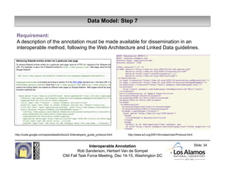 Data Model: Step 7

 Requirement:
 A description of the annotation must be made available for dissemination in an
 interop...