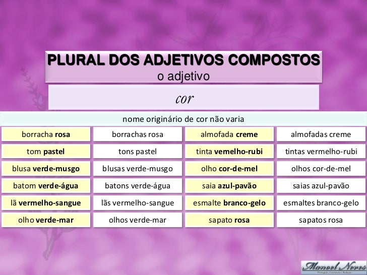 Quais São Os Adjetivos Compostos Em Que Somente O Último Elemento É ...