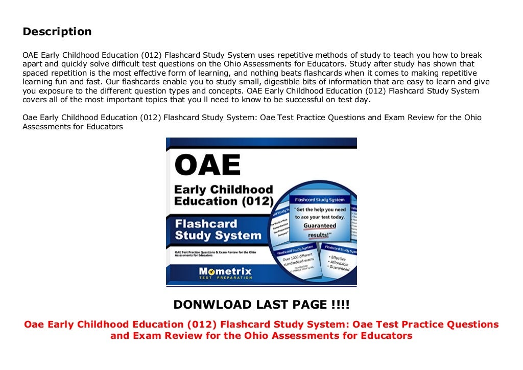 Oae Early Childhood Education (012) Flashcard Study System Oae Test