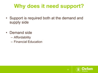 Supporting development of market for agricultural insurance