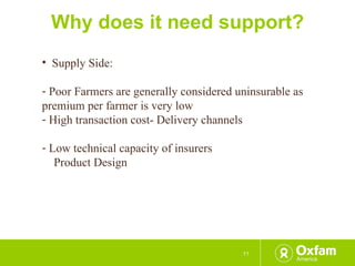 Supporting development of market for agricultural insurance