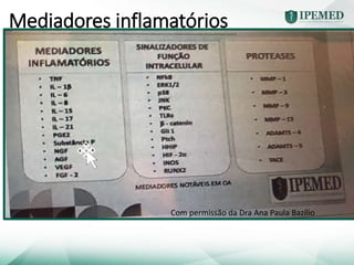 Mediadores inflamatórios
Com permissão da Dra Ana Paula Bazílio
 