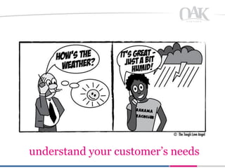 understand your customer’s needs
 