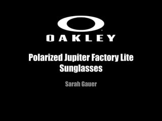 Polarized Jupiter Factory Lite
        Sunglasses
          Sarah Gauer
 