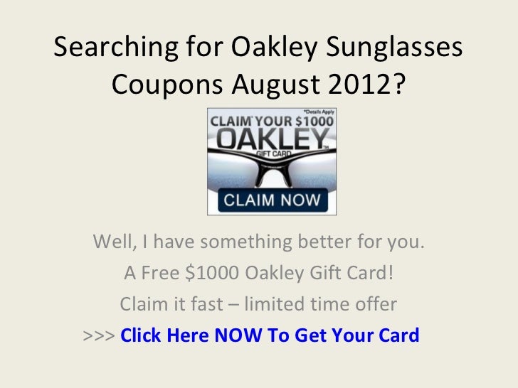 Oakley Sunglasses Coupons August 2012