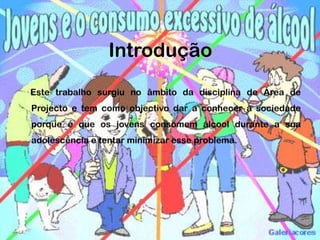 SumárioIntroduçãoQuais os efeitos do álcool na saúde?Gráficos do consumo de álcoolComo prevenir o alcoolismo?Prevenir o consumo de álcool entre os jovensConclusãoWebgrafia / bibliografia