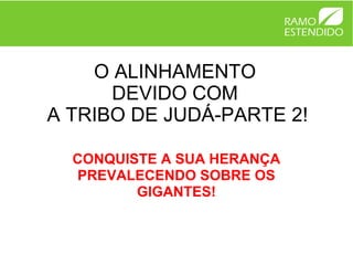 O ALINHAMENTO
      DEVIDO COM
A TRIBO DE JUDÁ-PARTE 2!

  CONQUISTE A SUA HERANÇA
  PREVALECENDO SOBRE OS
         GIGANTES!
 