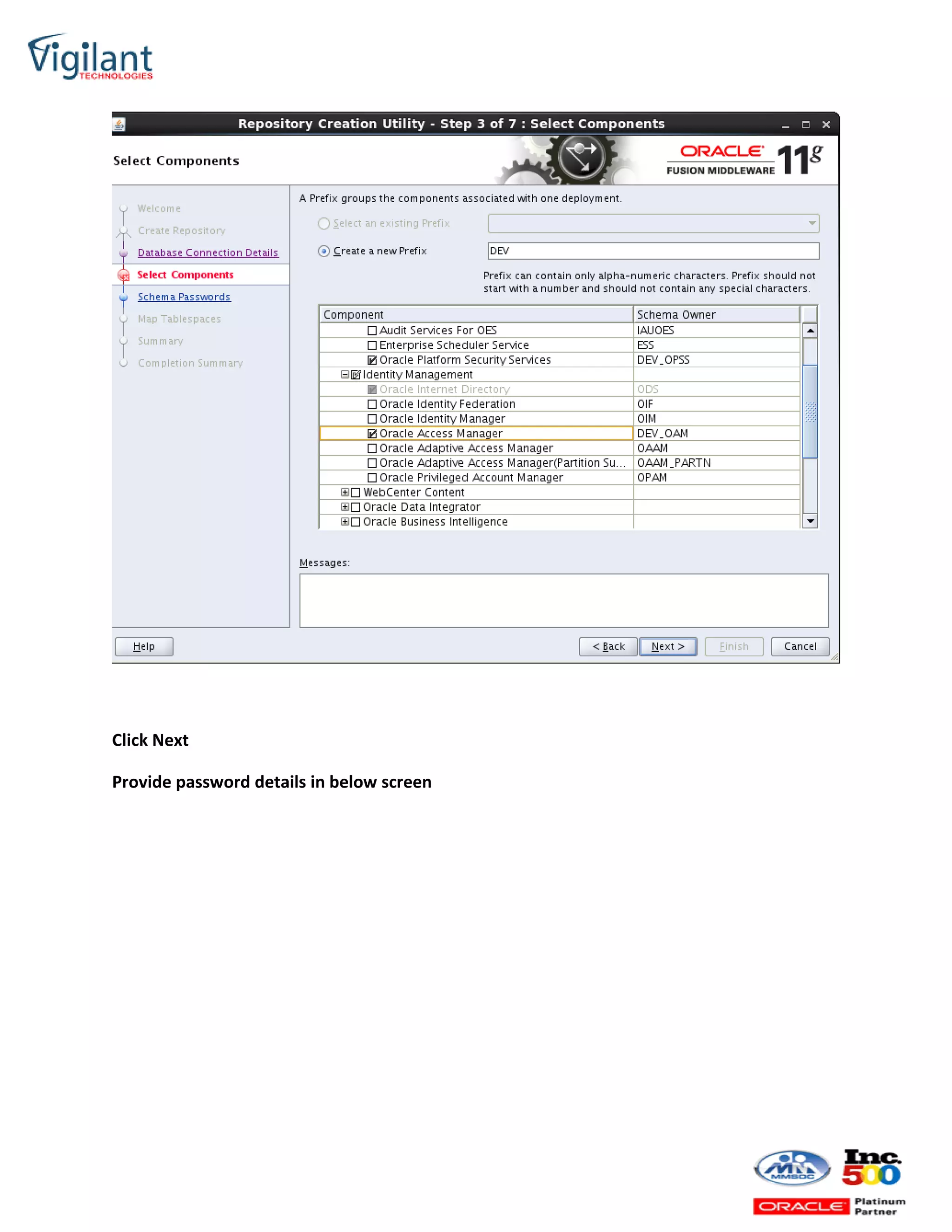 Click Next
Provide password details in below screen
 