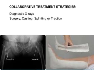 COLLABORATIVE TREATMENT STRATEGIES:
Diagnostic X-rays
Surgery, Casting, Splinting or Traction
 