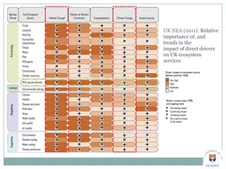 UK NEA (2011): Relative
importance of, and
trends in the
impact of direct drivers
on UK ecosystem
services
 